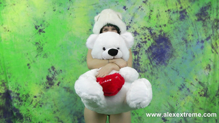 ALEXEXTREME - Proxy Page a White Bear have a fun with her anal hole & glass bottle