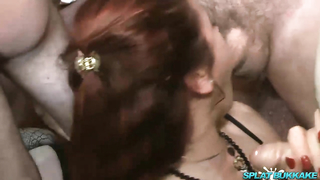 SplatBukkake - Linda Lush takes plenty of bukkake cum