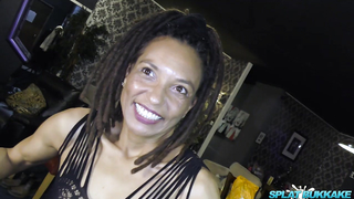 SplatBukkake - Ebony babe Violette Love debut bukkake