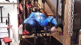 Blue Rubber Catsuit And The Fucking Machine